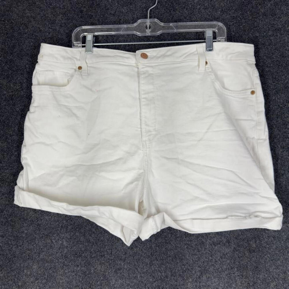 Sonoma Shorts Women 20W Plus White High Rise Cuffed Cotton Pockets Casual Chino